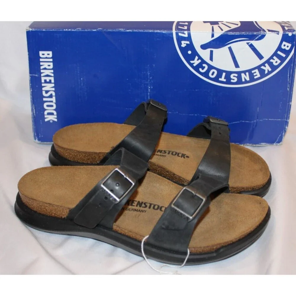 NEW Birkenstock Unisex Sierra CT Black Oiled Leather Sandals‎ Narrow EU 42 US 9